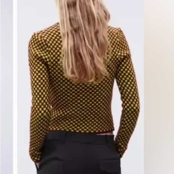 Zara Burgundy Checkered Cut-Out Knit Sweater - Picture 5 of 14